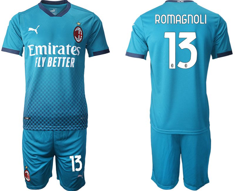 Men 2020-2021 club AC milan away #13 blue Soccer Jerseys->ac milan jersey->Soccer Club Jersey